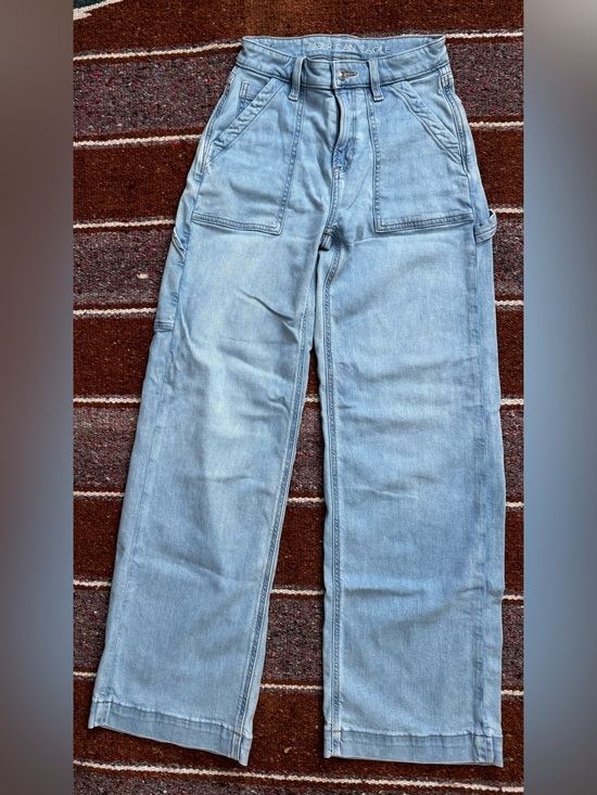 American Eagle Outfitters Denim - American Eagle Light Wash Super High-Rise Baggy Wide Leg  Carpenter Jeans